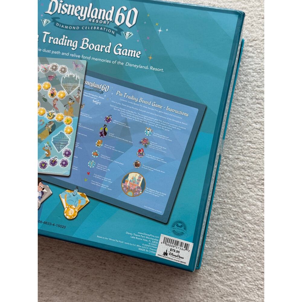 NEW Disneyland 60th Diamond Anniversary Pin Trading Board Game with 4 Pins Rare - Picture 4 of 8